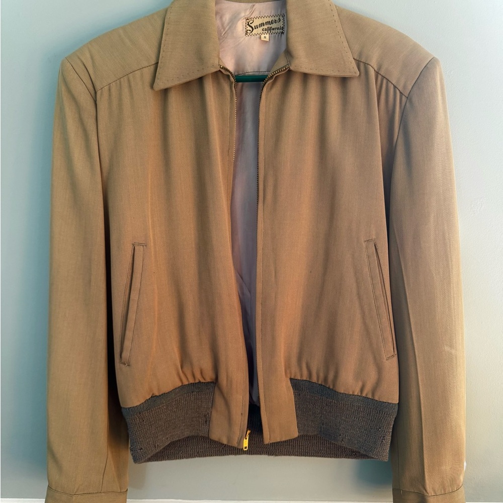 1950s Vintage Gabardine Brown Ricky Bomber Jacket